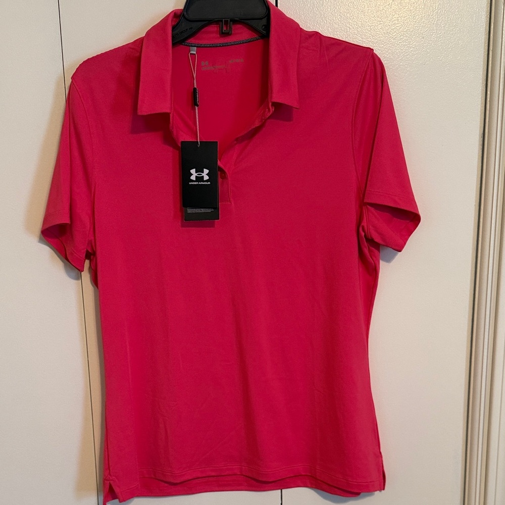 Under Armour Women's Bright Pink Short Sleeve Polo